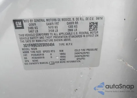 2014 Cadillac Srx Luxury Collection из США, поврежденный, VIN 3GYFNBE32ES656494